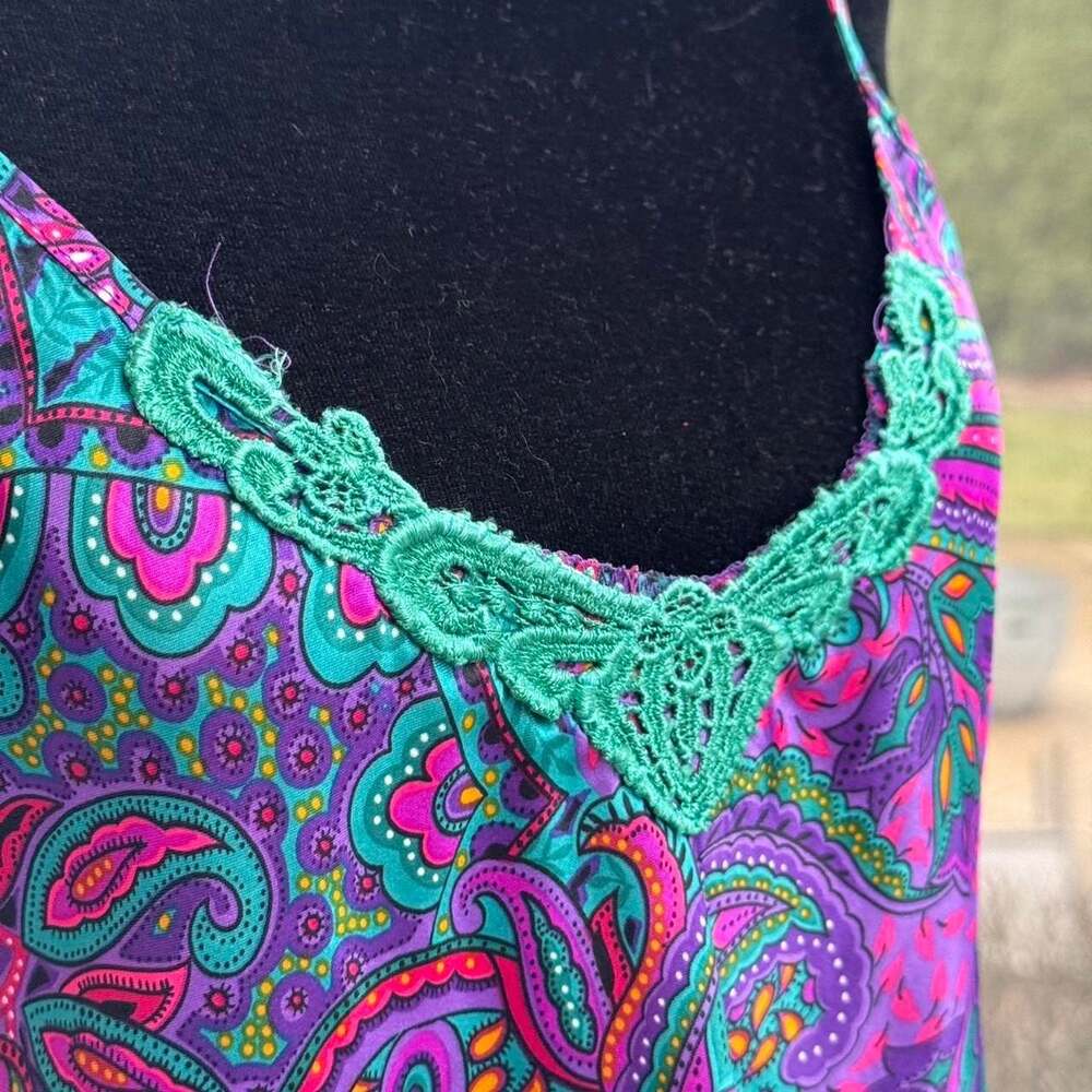 California Mis Vintage Paisley Lace Slip Dress - Picture 5 of 8